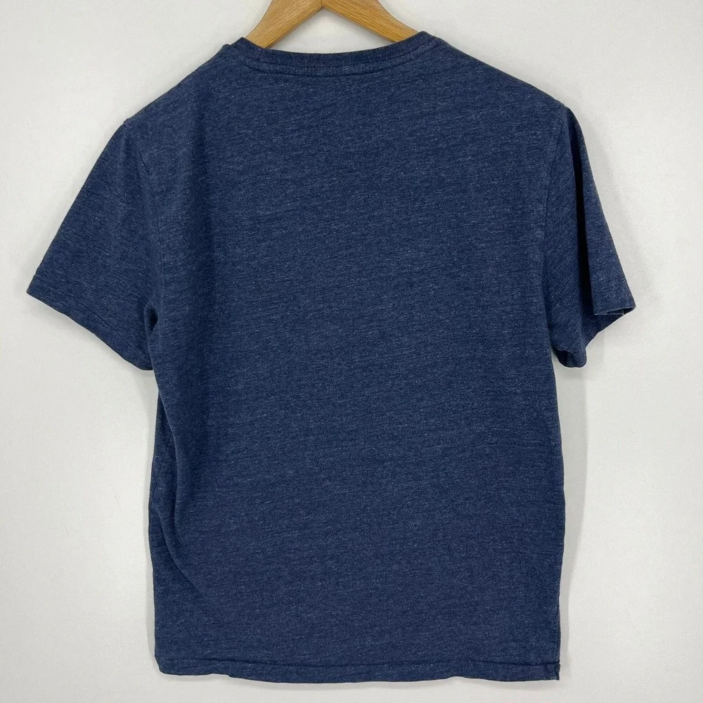 Polo Ralph Lauren Mens Custom Fit T-Shirt Heathered Navy Blue Cotton Size M Slim